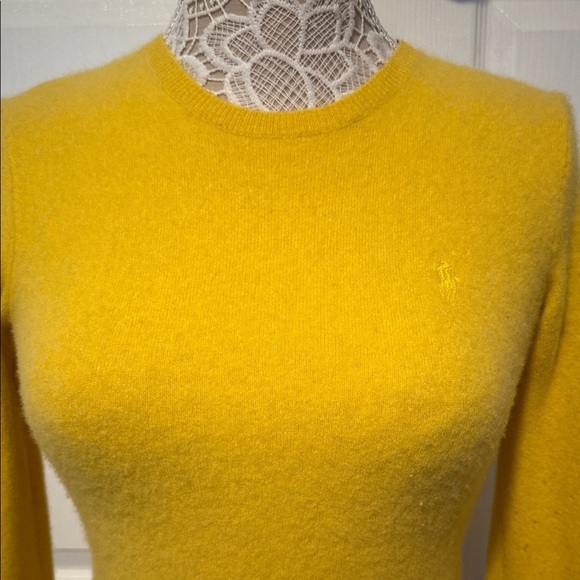 Ralph Lauren Cashmere Italian Yarn Yellow Crew Neck Sweater M - Picture 2 of 8